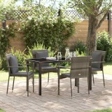 VidaXL Set de scaune de grădină cu pernă cu pernă 5 pcs Gri 140 x 70 x 73 cm