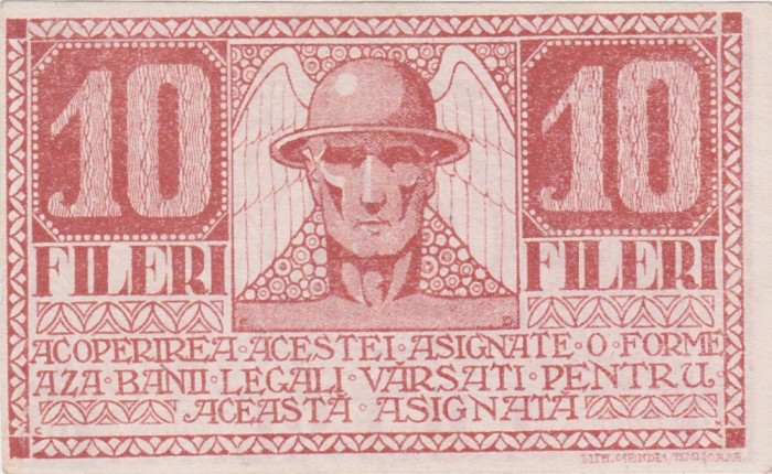ROMANIA ASIGNATA TIMISOARA 10 FILERI 1919 aUNC