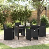 set de dining pentru grădină , 5 piese, cu perne, rattan polimer negru