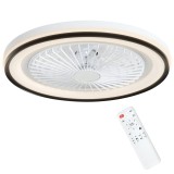 HOMCOM Ventilator de Tavan cu Iluminare RGB 6 Viteze Motor Reversibil și Telecomandă Putere 48,5W &Oslash;48x13 cm Alb | Aosom Romania