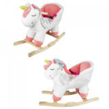 Cumpara ieftin Balansoar pentru bebeluși, Unicorn, lemn + plus, roz+alb, 52 cm, 3-5 ani, 1-3 ani, Fete, Oem