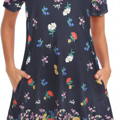 Femei Rochii de Vară Plajă Casual Tricou Plus Size Floral Mânecă Scurtă Loo