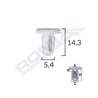Clips Fixare Prag Pentru Bmw 5.4X14.3Mm - Alb Set 10 Buc 134582 A82028-RMX foto