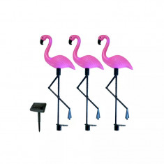 Lampa solara pentru gradina, 3 flamingo, 18x6x52 cm