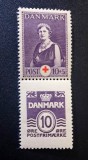 Danemarca-1939-Regina Alexandrine &amp; Publicitate Carnet (Michel 260 / MH) MNH Pereche Verticala cu C&acirc;mp de Reclamă Poștală -TG1