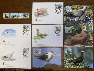 Pitcairn - pasari de mare - serie 4 timbre MNH, 4 FDC, 4 maxime, fauna wwf foto