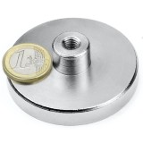 Magnet neodim oala &Oslash;63 mm, cu gat filetat M8, putere 110 kg