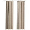 Draperii opace aspect in, cu carlige, 2 buc. bej, 140 x 245 cm