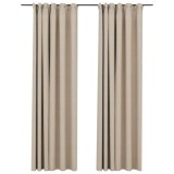 Cumpara ieftin Draperii opace aspect in, cu carlige, 2 buc. bej, 140 x 245 cm