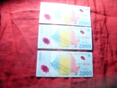 3 Bancnote Romania 2000 lei 1999 - Eclipsa cal. F.Buna foto