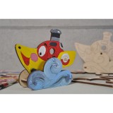 Puzzle 3D de colorat - Nava cu aburi UGears 4KIDS | Ugears