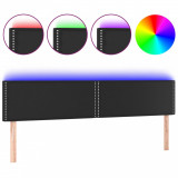 Tăblie de pat cu LED, negru, 160x5x78/88 cm, piele ecologică