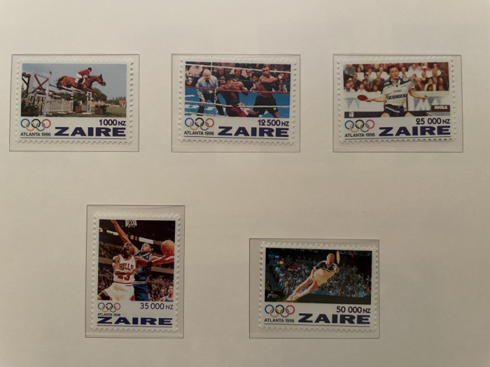 zair olimpice 1996 SUA Atlanta Timbre sport nestampilate MNH