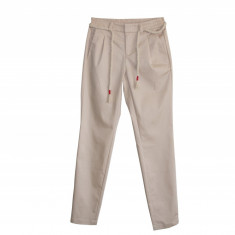 Pantaloni dama casual cu buzunare si snur tom , crem, 32 EU