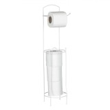Suport H&acirc;rtie Igienică, Metalic, Alb, Diametru 15.3 cm, &Icirc;nălțime 65 cm, Oem