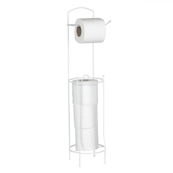 Suport H&acirc;rtie Igienică, Metalic, Alb, Diametru 15.3 cm, &Icirc;nălțime 65 cm