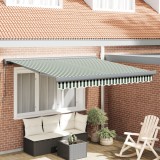 Marchiză Retractabilă Manuală vidaXL Verde și Alb 300x250 cm