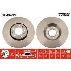 Set discuri frana fata TRW, Citroen C5, 20, Jumpy, 01.20, Fiat Scudo, 01.20; Peugeot 407, 02.20, 407 Cupe, , 407 Sw, 05.20, Expert, 01.20, Expert foto