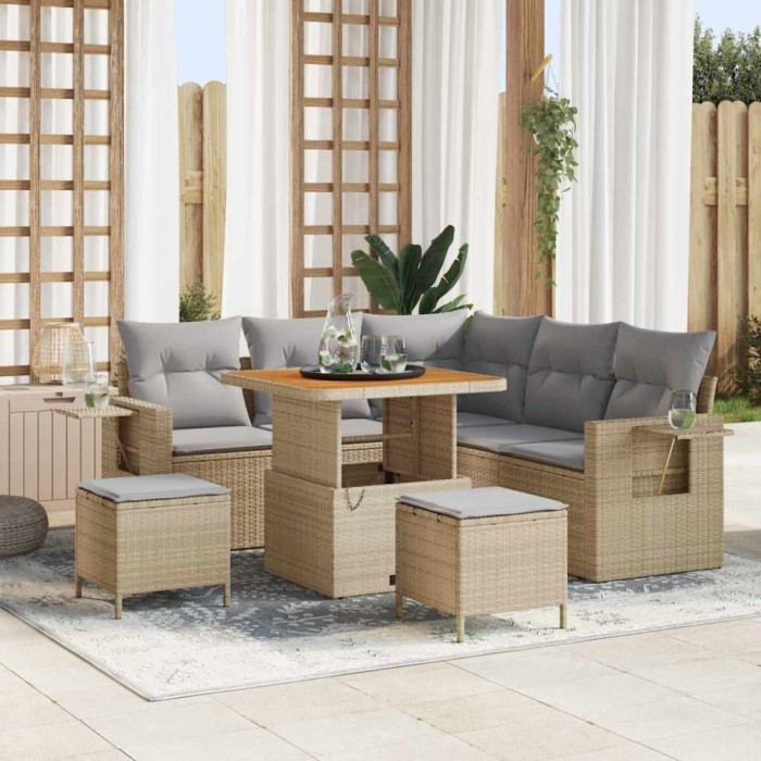 vidaXL Set de canapele pentru grădină 8 pcs Bej poliratan