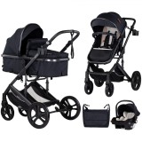 Carucior 3 in 1 Chipolino Amore Blackberry, Landou, Scaun Auto I-Size 40-85cm, 0-22kg, Suspensii, Centura 5 Puncte, Cos Cumparaturi, Gentuta Inclusa