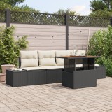 vidaXL Set de Sofa pentru Grădină cu 5 Piese și Pernițe din Ratan Negru