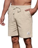 Pantaloni scurți din in pentru bărbați, ușori și respirabili &ndash; Khaki XL