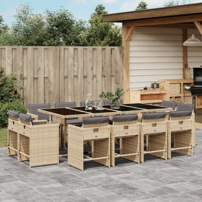 vidaXL Set mobilier grădină cu perne, 13 piese, bej combinat poliratan 3277991 foto