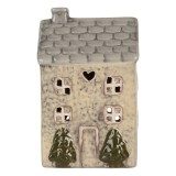 Cumpara ieftin Candela Casuta Turta Dulce ceramica gri bej 9x8x15 cm