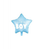 Balon folie forma de stea cu inscriptie Its a Boy albastru 48 cm, Godan