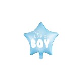 Balon folie forma de stea cu inscriptie Its a Boy albastru 48 cm