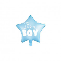 Balon folie forma de stea cu inscriptie Its a Boy albastru 48 cm