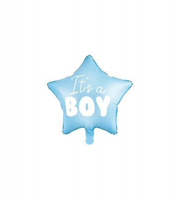 Balon folie forma de stea cu inscriptie Its a Boy albastru 48 cm foto