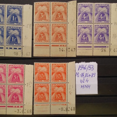 1946-1953-Franta-Mi84,86-89-bl.4-MNH