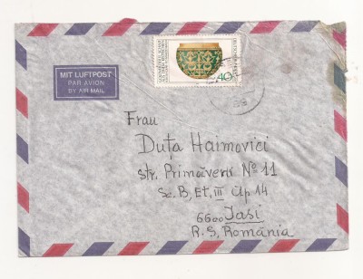 FD19 - Plic Circulat international Germania - Romania , 1976 foto