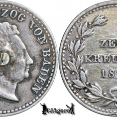 1829, 10 Kreuzer - Ludovic I - Marele Ducat de Baden