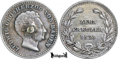 1829, 10 Kreuzer - Ludovic I - Marele Ducat de Baden foto