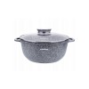 Cratita Marmorata Klausberg 28cm, 6.8L, Aluminiu Turnat, Ceramica, Inductie, Gri + Capac Sticla Aroma Knob