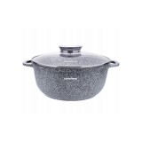 Cratita Aluminiu Turnat Klausberg 28cm 6.8L Ceramica Marmorata Inductie + Capac Sticla