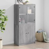 Cumpara ieftin Dulap &icirc;nalt cu uși, gri sonoma, 68x37x142 cm, lemn compozit