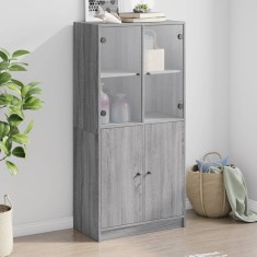 vidaXL Dulap &icirc;nalt cu uși, gri sonoma, 68x37x142 cm, lemn compozit 3295869