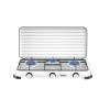 Aragaz Rosberg 3 arzatoare aluminiu, capac, otel carbon, Alb, 58x30x5.5cm, 3x2.2kW, Butan/Propan