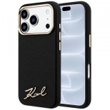 Husa MagSafe pentru Apple iPhone 18 Pro / 17 Pro, Karl Lagerfeld, Saffiano Small Script Metal Logo, Neagra