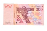Bancnota Africa de vest (Cote d'Ivoire) 1000 francs/franci 2003, seria A, stare buna