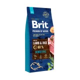 Hrana uscata caini, Brit Premium by Nature Sensitive, sac 15 kg, toate taliile, adult, carne de miel