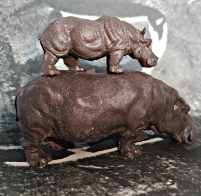 Animale plastic familie zoo figurine hipopotam Britains Hong Kong vintage T1 foto