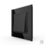 Cumpara ieftin Intrerupator cap scara mecanic Livolo, 2 module, cu rama din sticla, negru
