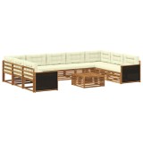 vidaXL Set de canapele de exterior cu pernă 10 pcs Natural și Crem 3383853