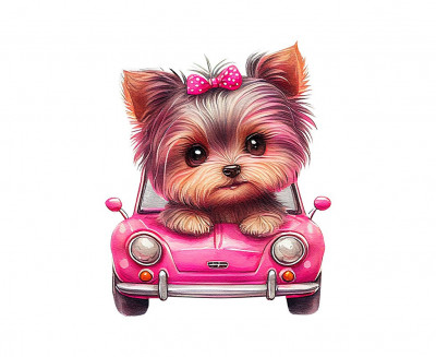 Sticker decorativ Catelus Yorkshire-Terrier, Roz, 67 cm, 3556ST foto