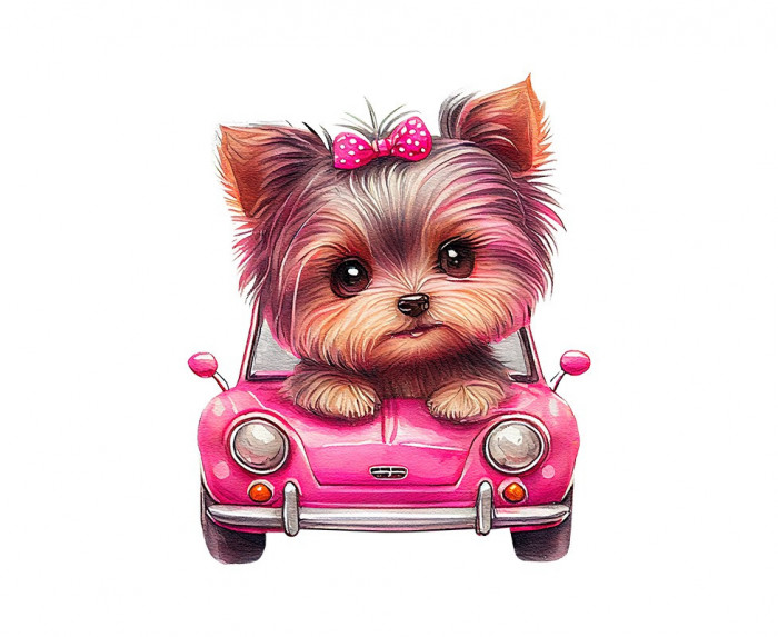 Sticker decorativ Catelus Yorkshire-Terrier, Roz, 67 cm, 3556ST