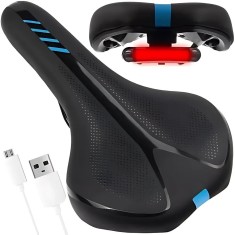 Sa Bicicleta, Stop Reflectorizant Rosu si Albastru, 5 Moduri de Iluminare LED, Spuma Confortabila Poliuretanica, Ergonomica, Respirabila, Rezistenta l